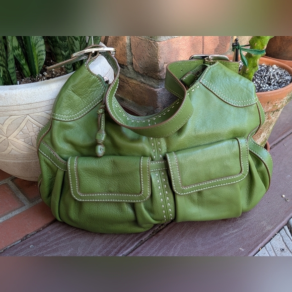 Vintage Cole Haan Purse Hobo Shoulder Bag In Green 90's Y2K - Picture 1 of 14